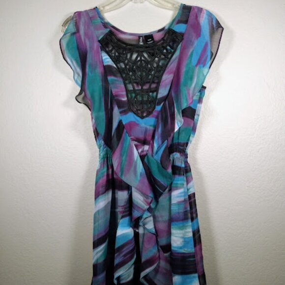 Bisou Bisou Colorful Ruffle Mini dress or Tunic top Size: S - Picture 1 of 17